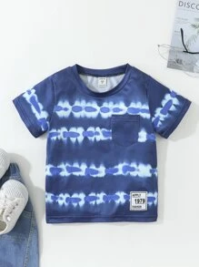 Toddler Boys Tie Dye Patched Pocket Tee - Blue - View 1
