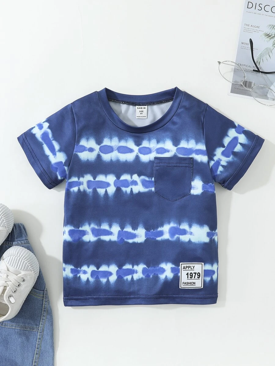 Toddler Boys Tie Dye Patched Pocket Tee - Blue - View 1
