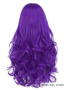Peluca sintética largo rizado con tupe - Morado - Ver 2