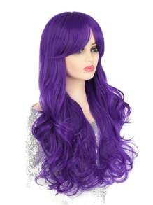 Peluca sintética largo rizado con tupe - Morado - Ver 4