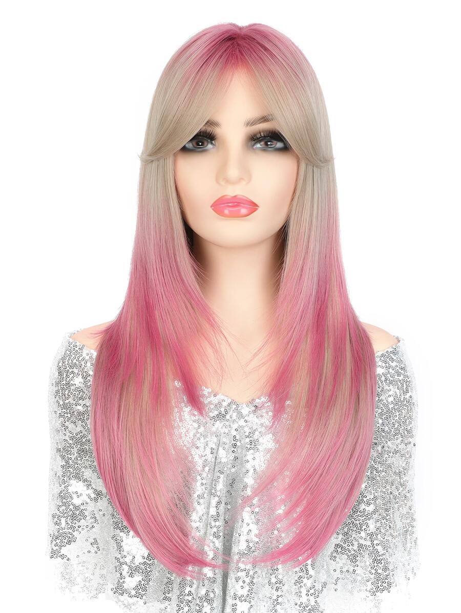 長款直筒人造假髮帶劉海 - 彩色 - 查看 1