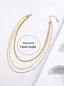 1入組極簡多層次項鍊,不銹鋼首飾類 - 金黃色 - 查看 3