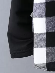 男孩格紋印花連帽襯衫和褲子不帶T恤