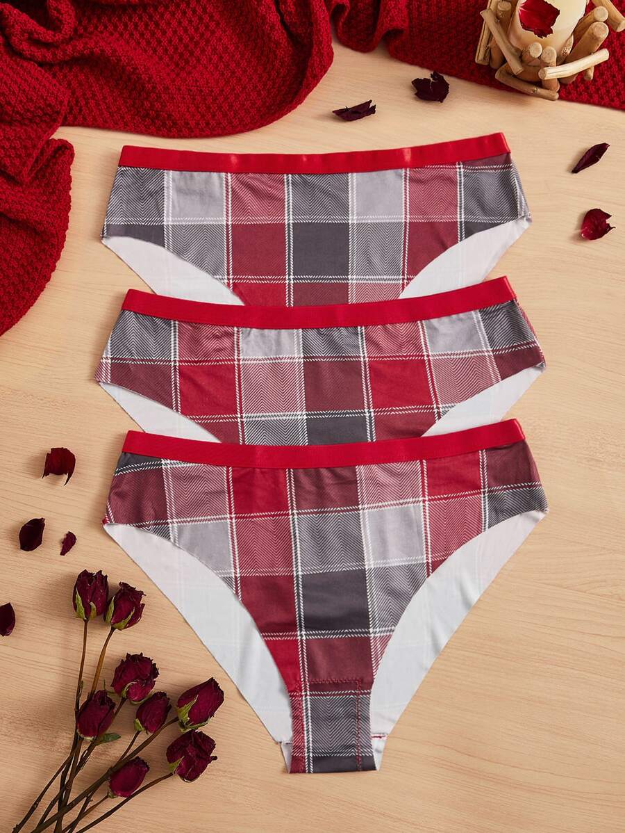 3 piezas Set bragas de cuadros - Multicolor - Ver 1