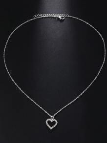 Vòng cổ quyến rũ trái tim rhinestone - Bạc - Xem 2