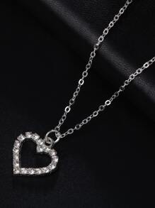Vòng cổ quyến rũ trái tim rhinestone - Bạc - Xem 3