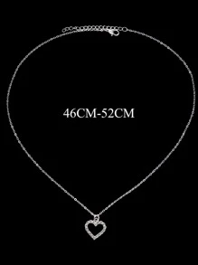 Vòng cổ quyến rũ trái tim rhinestone - Bạc - Xem 4