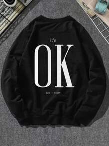 Manfinity Hypemode Men Plus Slogan Graphic Sweatshirt - Black - View 1