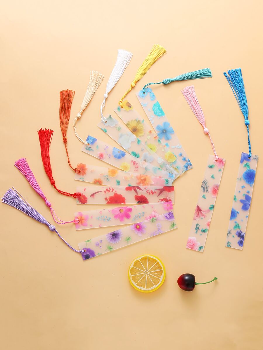 1pc Flower Transparent Acrylic Bookmark 5.51*1.18inch/14*3CM - Multicolor - View 1