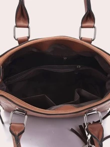 4入組幾何浮雕流蘇裝飾方型包套裝 - 棕色 - 查看 6