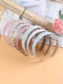 7pcs Retro Floral & Grid Pattern & Solid Color All-Match Headbands For Girls' Everyday Outfit, For Christmas - Multicolor - View 5