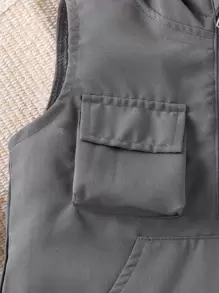 Baby Boy Solid Tee & Flap Pocket Jacket & Shorts - Multicolor - View 5