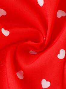 Bebé Mono con estampado de corazón de hombros con cordón bajo con fruncido - Rojo - Ver 5