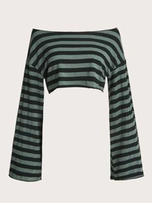ROMWE Fairycore Striped Drop Shoulder Tee