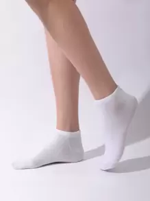 2 pares Calcetines tobilleros unicolor - Blanco y Negro - Ver 2