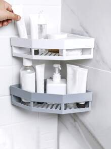 1入組簡約風格免打孔浴室收納架,掛牆三角形排水架適用於洗手間、廚房、臥室、廁所、陽台,隨機顏色