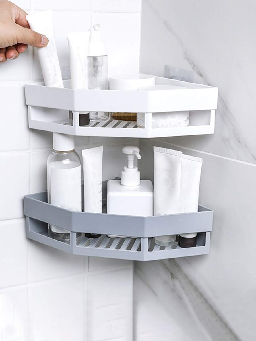 1入組簡約風格免打孔浴室收納架,掛牆三角形排水架適用於洗手間、廚房、臥室、廁所、陽台,隨機顏色