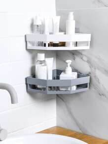 1入組簡約風格免打孔浴室收納架,掛牆三角形排水架適用於洗手間、廚房、臥室、廁所、陽台,隨機顏色