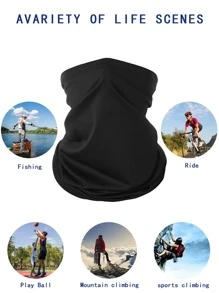 防晒抗紫外线 1 件装纯色运动颈套滑雪面罩，适合骑自行车、骑摩托车和滑雪 - 黑色 - 查看 3
