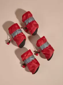 4 chiếc ủng đi mưa cho thú cưng, giày bảo vệ chân vỉa hè ngoài trời - Đỏ - Xem 12