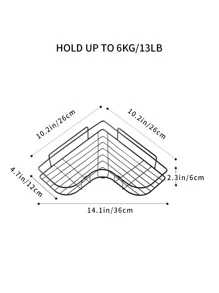 1 pieza Estantería de baño, Estante de ducha, Estante de almacenamiento triangular sin taladro para baño y cocina, Estante de almacenamiento de baño sin perforación - Negro - Ver 2