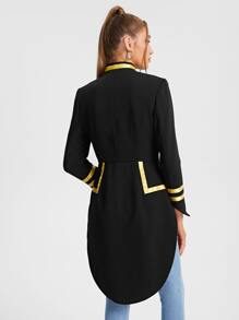 MUSE BY MONET Contrast Binding High Low Hem Jacket - Black - View 2