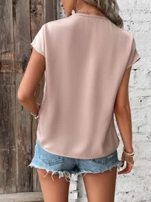 SHEIN Clasi Damskie Bluzki Plisowany Prosty Casual