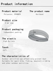 1pc Plain Sports Headband - Grey - View 4