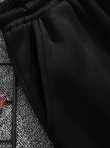 Manfinity Dauomo Men Drawstring Waist Slant Pocket Shorts - Black - View 4