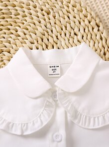 Toddler Girls Frill Trim Sleeveless Shirt - White - View 4