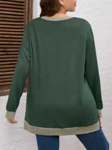 EMERY ROSE 加大对比边开衩下摆运动衫