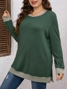 EMERY ROSE 加大对比边开衩下摆运动衫