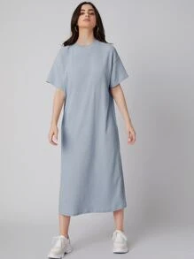 Mulvari Đầm màu trơn Giải trí - Màu xanh nhạt - Xem 4