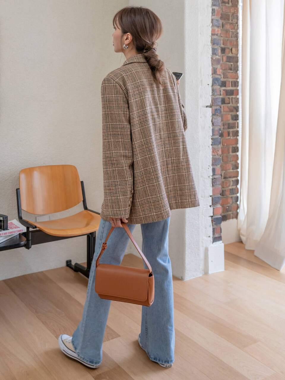 Plaid Double Pocket Single Breasted Blazer,Fall Clothes Business Attire