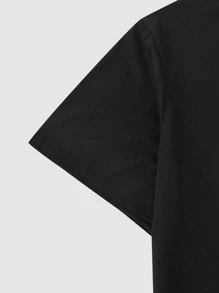Manfinity LEGND Men Bear & Letter Graphic Short Sleeve Tee & Shorts, Going Out, For Husband - Black - View 3