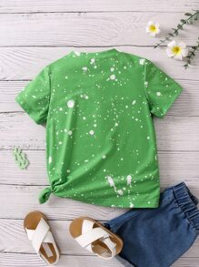 Toddler Girls Slogan & Rainbow Print Tee - Green - View 2