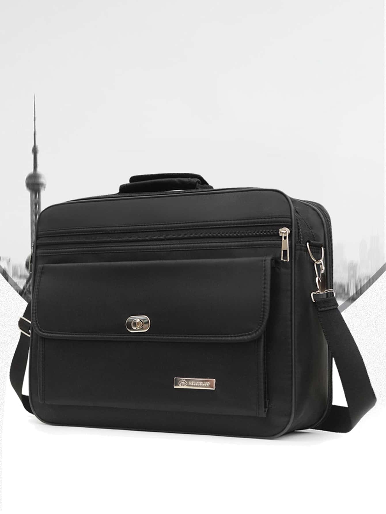 1 pieza Bolso para ordenador pulgada con diseño de etiqueta impermeable - Negro - Ver 1