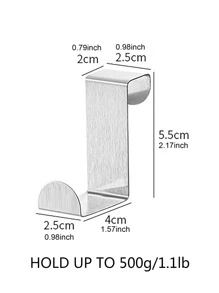 2pcs Cabinet Door Rear Hook,Stainless Steel Reversible Over Door Cabinet Drawer Hook,Office Kitchen Towel Coat Hooks Rack - Silver - View 2