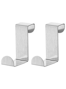 2pcs Cabinet Door Rear Hook,Stainless Steel Reversible Over Door Cabinet Drawer Hook,Office Kitchen Towel Coat Hooks Rack - Silver - View 3