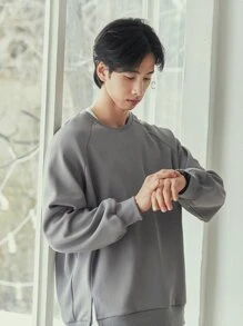 DAZY Hombres Pantalones deportivos con sudadera de manga raglán - Gris Oscuro - Ver 3