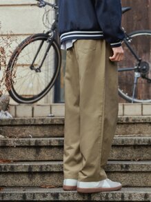 DAZY Men Slant Pocket Wide Leg Trousers - Khaki - View 2