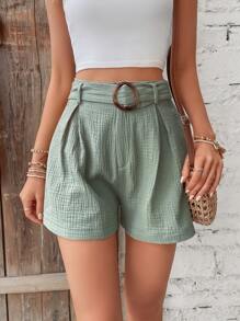 Breezaya Shorts con cinturón unicolor - verde menta - Ver 1
