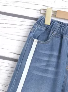 Boys Contrast Tape Jeans - Medium Wash - View 3