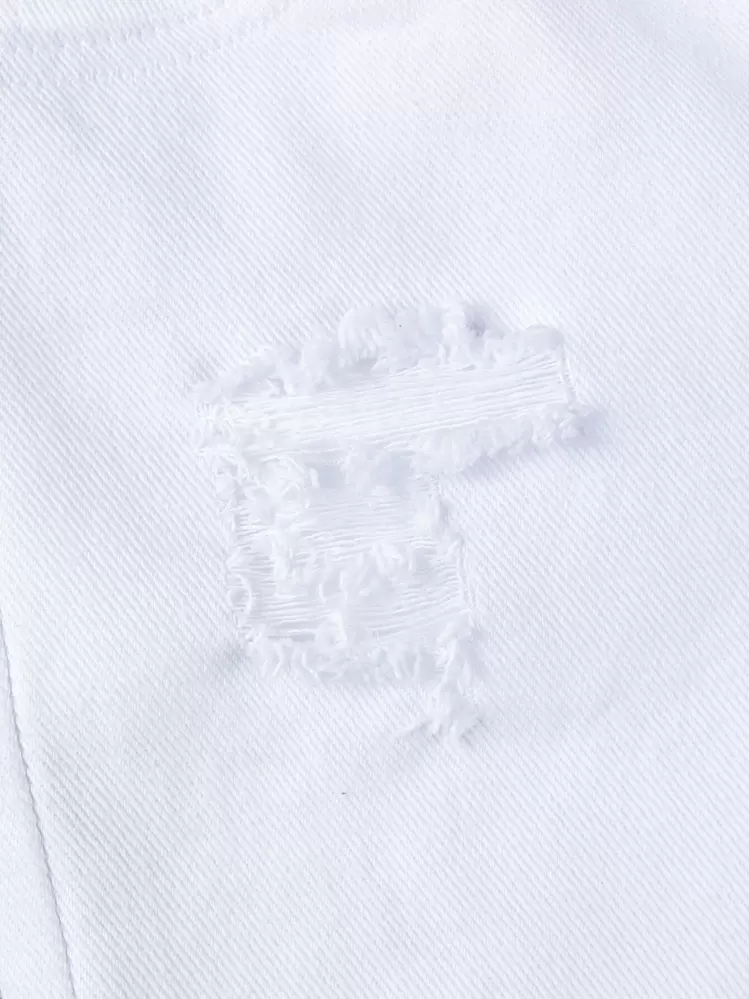 Chicos Shorts desgarro con bolsillo oblicuo unicolor - Blanco - Añade 7