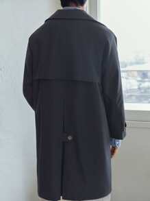 DAZY Men Double Breasted Trench Coat - Navy Blue - View 2