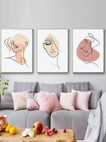 3pcs Abstract Figure Graphic Unframed Painting - Multicolor - View 1