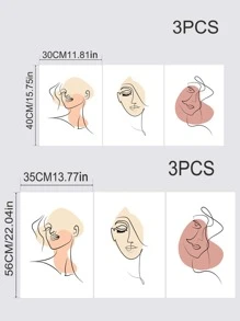 3pcs Abstract Figure Graphic Unframed Painting - Multicolor - View 7