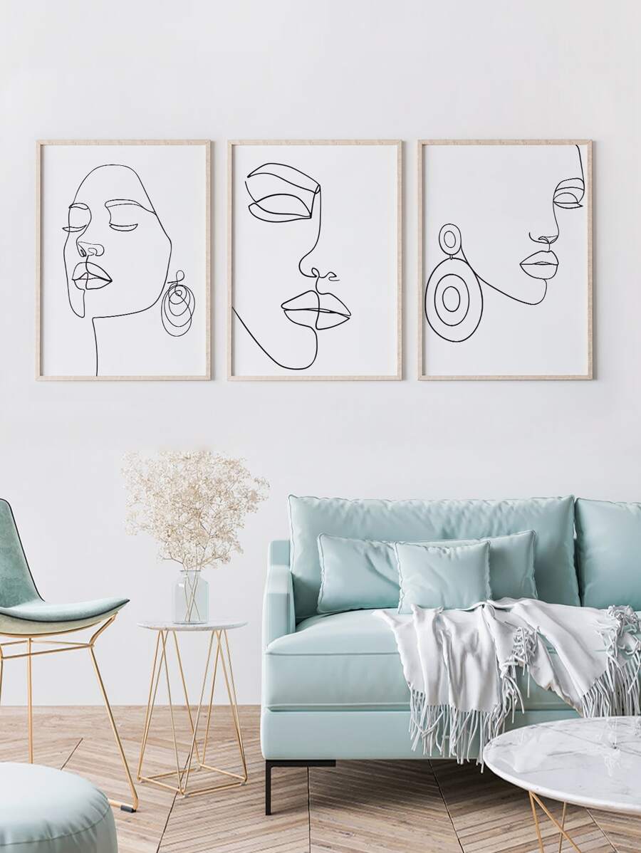 3入組抽象人物圖案無框畫