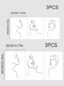 3pcs Abstract Figure Graphic Unframed Painting - Black and White - View 4