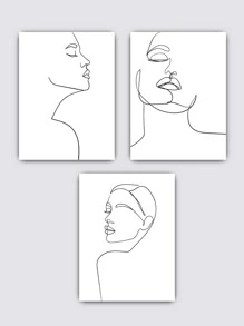 3pcs Abstract Figure Graphic Unframed Painting - Black and White - View 5